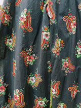 black floral print tie wrap pants vintage women's 1970's