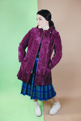 Women's vintage 1970's Outer Banks Collection by Jerold label long sleeve long length purple velvet zip up coat