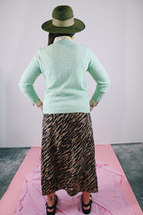 long sleeve pastel green button up cardigan vintage 1950's women's