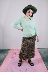 long sleeve pastel green button up cardigan vintage 1950's women's