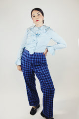 blue wool plaid pendleton pants vintage 1980's