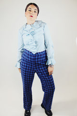 blue wool plaid pendleton pants vintage 1980's