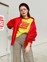 short sleeve yellow and red cotton poly blend vintage graphic tee 1980's