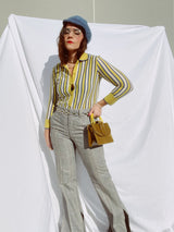 olive green small suede purse with yellow handle vintage 1960's