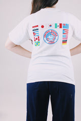 short sleeve white t-shirt 1985 us judo open with graphics on front and back