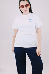 short sleeve white t-shirt 1985 us judo open with graphics on front and back