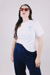 short sleeve white t-shirt 1985 us judo open with graphics on front and back