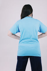 short sleeve blue t-shirt 1980's with watermelon slices dancing graphic