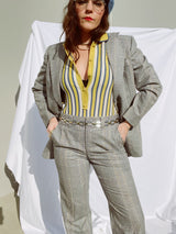 grey plaid vintage 1970's suit with pants and blazer