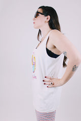 vintage 1980's white tank top tee with graphic on the front