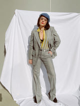 grey plaid vintage 1970's suit with pants and blazer