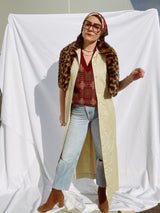 short sleeve button up shirt dress tan cotton ankle length vintage