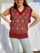 sleeveless maroon sweater vest vintage 1960's
