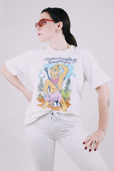 short sleeve white graphic t-shirt john denver 1975