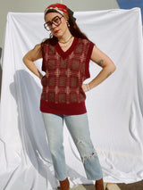 sleeveless maroon sweater vest vintage 1960's