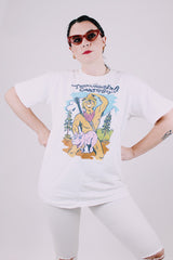 short sleeve white graphic t-shirt john denver 1975