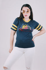 short sleeve black graphic tee 20th century fox logo 1970's