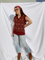 sleeveless maroon sweater vest vintage 1960's