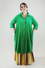 3/4 arm length green velvet long button up jacket with collar vintage 1940's