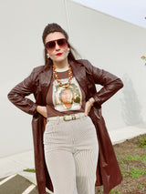 short sleeve brown ringer tee with tan trim Barry Manilow graphic 1978