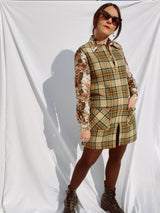 sleeveless mini dress in plaid print 100% wool vintage pendleton zips up the front