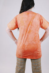 short sleeve orange tie dye graphic vintage tee 1980's mick jagger she's the boss