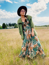 pea green mohair open cardigan with back flap and front pockets vintage women's 1960's