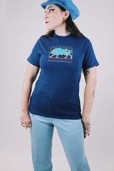 short sleeve navy blue graphic tee grateful dead 1985 year of the ox