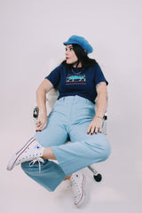 short sleeve navy blue graphic tee grateful dead 1985 year of the ox