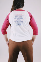 3/4 arm length vintage baseball tee white body maroon arms bammies 1982