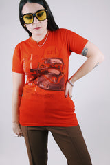 short sleeve orange vintage graphic tee racecar