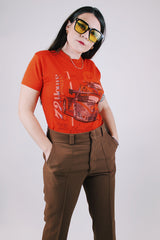 short sleeve orange vintage graphic tee racecar