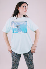 short sleeve light blue graphic vintage band tee 1987 grateful dead