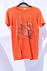 short sleeve orange vintage graphic tee racecar
