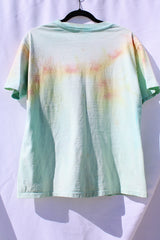 short sleeve teal with orange and yellow tie dye vintage graphic band tee phil lesh grateful dead 1986