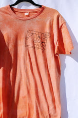 short sleeve orange tie dye graphic vintage tee 1980's mick jagger she's the boss