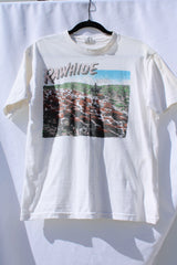 short sleeve white graphic tee rawhide 1980's
