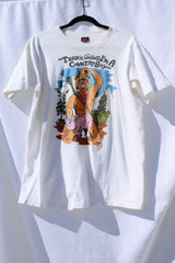 short sleeve white graphic t-shirt john denver 1975