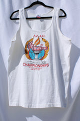 vintage 1980's white tank top tee with graphic on the front