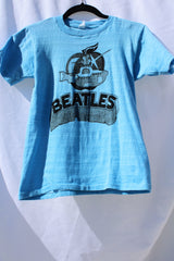short sleeve blue graphic beatles tee with submarine vintage 1970's
