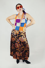 sleeveless checkered print wool sweater top vintage 1960's