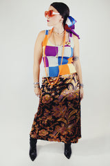 sleeveless checkered print wool sweater top vintage 1960's