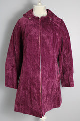 Women's vintage 1970's Outer Banks Collection by Jerold label long sleeve long length purple velvet zip up coat