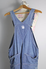 Men's or women's vintage 1960's Lee blue and white denim hickory striped overalls.