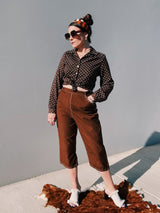 1940's vintage pedal pusher pants in chocolate brown