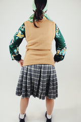 tan beige sleeveless acrylic sweater vest vintage 1970's