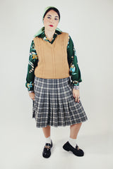 tan beige sleeveless acrylic sweater vest vintage 1970's