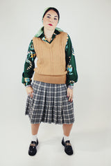 tan beige sleeveless acrylic sweater vest vintage 1970's