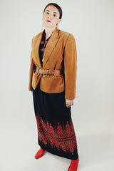 camel colored velvet blazer vintage 1980's