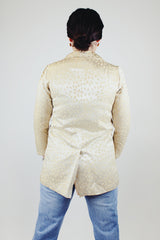 cream satin blazer with buttons and pockets vintage women's 1950's